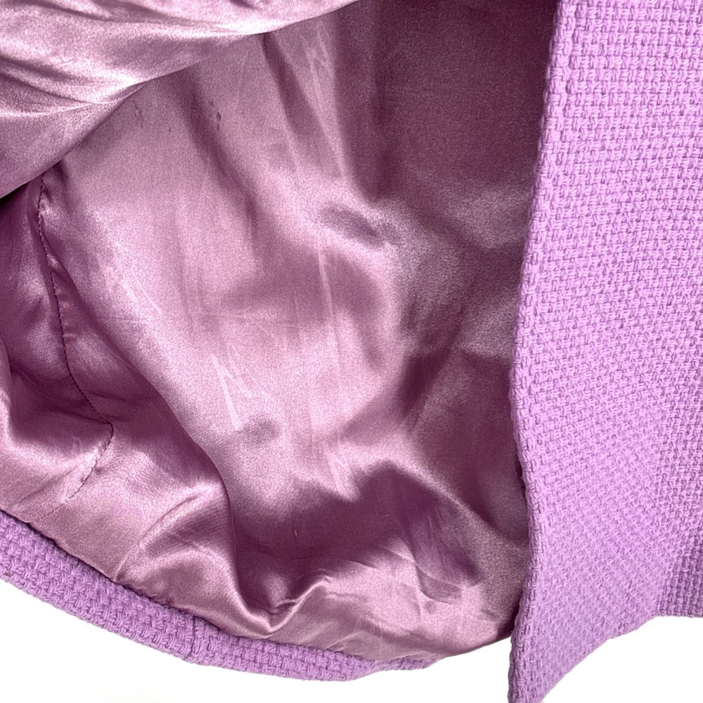 Y2K Marvin Richards Elegant Lavender Tweed Wool Blend‎ Dress Coat Fur Trim XS - Picture 11 of 15
